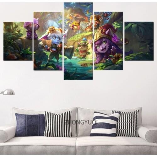 Yordles Canvas Painting for Living Room Decor LOL Kennen Tristana Teemo Corki Lulu Wall Picture League of Legends Game Poster