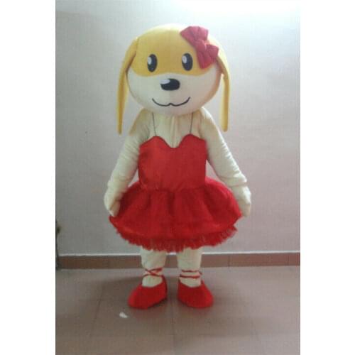 Cosplay Costumes Cute Furry Dog Mascot Costume Halloween Cosplay Suit Dog Cartoon Doll Character Dancing In Red Tutu