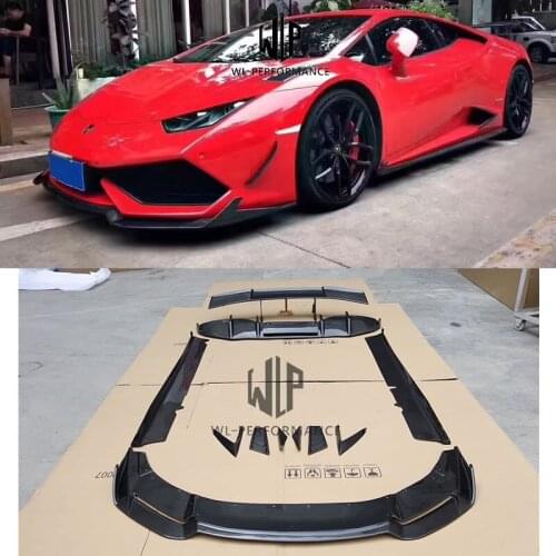 LP610 LP580 Carbon fiber FRP R style front bumper lip rear diffiser side skirts rear spoiler For Huracan LP610 LP580 2015