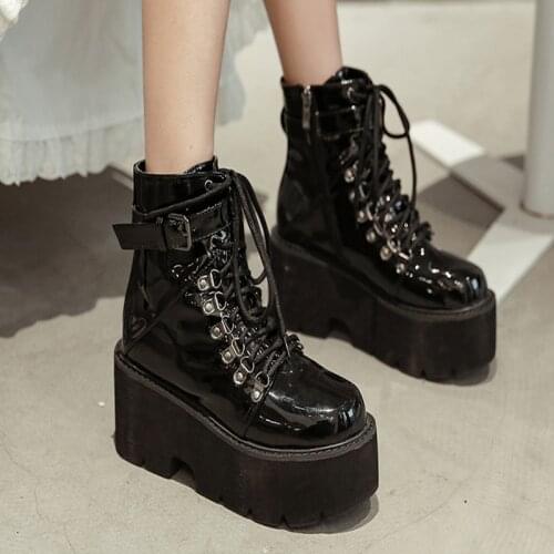 Fashion Motorcycle Boots snow Shoes Woman demonias shoes platform boots 2021 demonia Boots Lace Up Women Shoes Ankle Boots