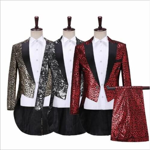 2019 new Mens suit jacket with pant singer costumes host dress dance master of ceremonies Magician Tuxedo Jazz dance mens suits