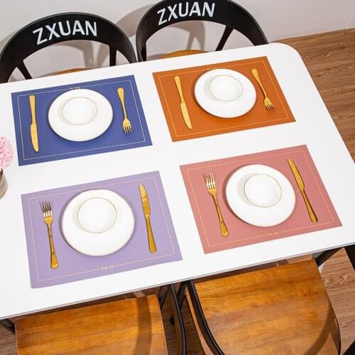 Set of 4 PU Leather Washable Placemats for Dining Table Mat Non-slip Placemat Set in Kitchen Accessories Cup Coaster Wine Pad
