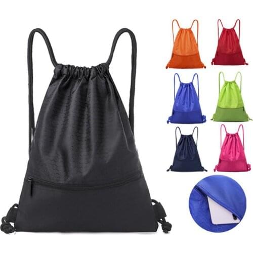 Nylon Waterproof Zipper Drawstring Backpack Outdoor Sport Fitness Storage Bag Drawstring Backpack Outdoor Sport Fitness Storage