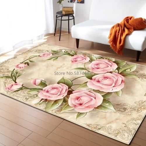 Nordic Flower Carpet Kids Room Bedroom Wedding Decoration Mat Area Rug Anti-slip Flannel Big Carpets for Home Living Room