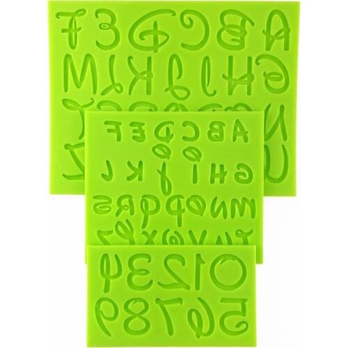 2017 New Cartoon Font Capital Lowercase Letter Number Mold Kitchen Accessories Fondant Silicone Mould Cake Decorating Tools