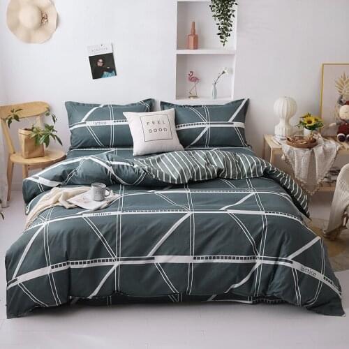 Washed Cotton Four-Piece Quilt Cover Quilt Single Bedding Student Dormitory Quilt Ins Wind Brushed Three-Piece Bed Sheet 4