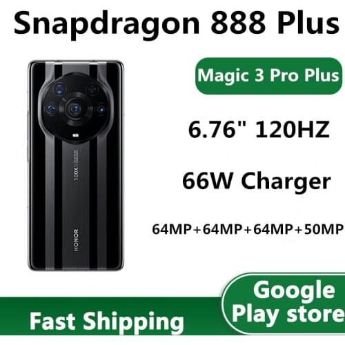 Original Honor Magic 3 Pro Plus Magic 3 Pro+ 5G Cell Phone 6.76" 120HZ 64MP+64MP+64MP+50MP 66W Charger Snapdragon 888 Plus NFC