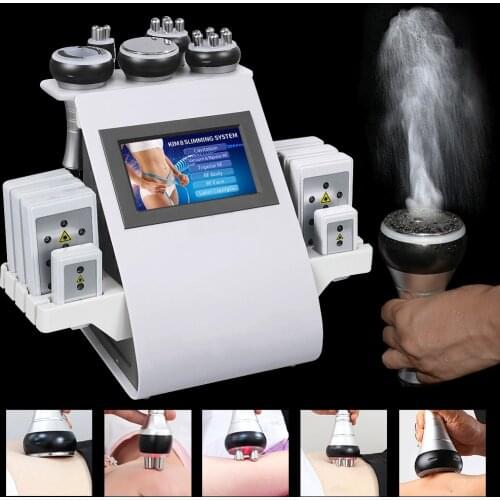 Dropshipping Mini 40K Ultrasonic 6 In 1 Cavitation Vacuum Radio Frequency Laser 8 Pads Lipo Laser Slimming Machine for Home Use