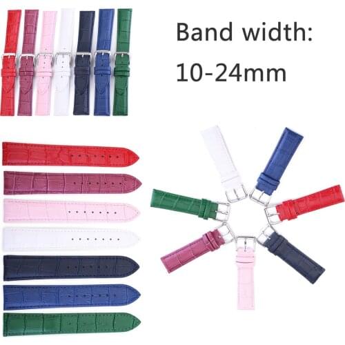 Crocodile Pattern Genuine Cow Leather Strap Watch Band 10mm 12mm 13mm 14mm 15mm 16mm 17mm 18mm 19mm 20mm 22mm 24mm Watchband