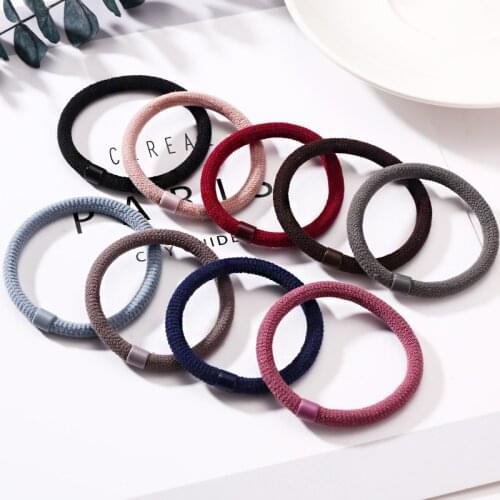 New 9PCS/Lot Women Solid Flocking Crude Rubbre Bands Tie Gum For Hair Ponytail Holder Hair Bands Lady Headbands Hair Accessories