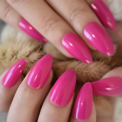 Pink Color Fake Beauty Nail Tips High Quality Artificial Nail Tip Medium Stiletto Press On Nail For Daily Wearing
