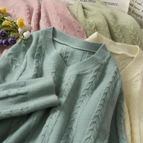 Autumn And Winter Twist Vertical Stripe Pullover Sweater For Womens New Loose And Thin Long Sleeve Versatile Knitted Top