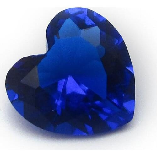 Heart Cut 50pcs/Lot Borland Blue Glass Stone 12x12mm 10x10mm 8x8mm Loose Diamond For Jewelry