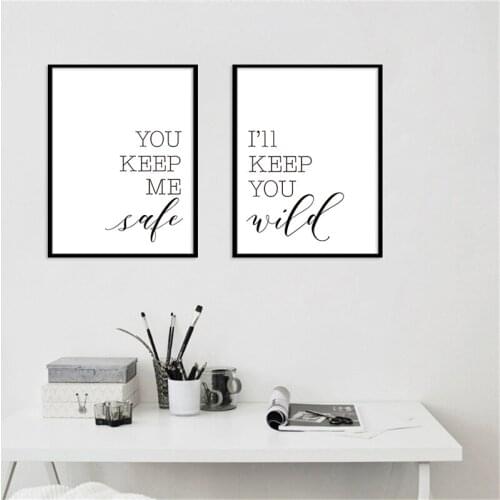 Nordic Abstract Black and White Text Letter Motto Canvas Painting Alphabet Wall Picture Poster Living Room Background Decoration