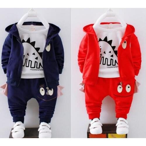 BibiCola boys clothing set spring autumn children casual coats+t-shirt+pants 3pcs tracksuits for boys kids sports suits clothing