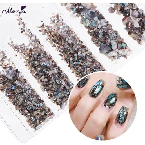 Monja Nail Art Seashell Rhinestone Irregular Thin Shell Flakes Paillette Broken Fragment Decor DIY Decorations Accessories