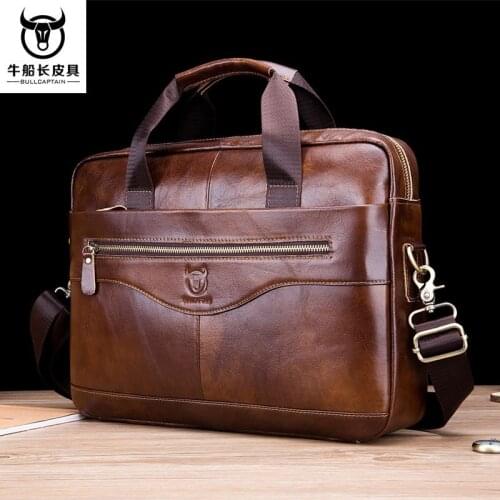 New mens Genuine Leather bag fashion top layer cowhide shoulder messenger bag high quality multifunctional laptop briefcase