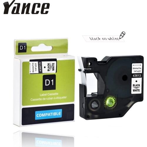 Yance Compatible Dymo D1 Tape 43613 black on white 6mm label maker machine dymo Tape for DYMO ribbon printer LM160 LM280 PNP