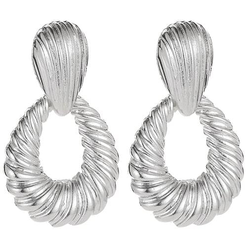 Retro Originality Drop Shell Thread Ripple Golden White Rose Gold Alloy Dangle Drop Earrings For Women