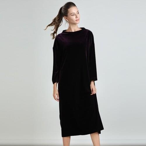Women half turtleneck Velvet Dress Autumn Ladies Party Dress Vestidos Velour Dress Long Sleeve loose casual Tops plus size M-7XL