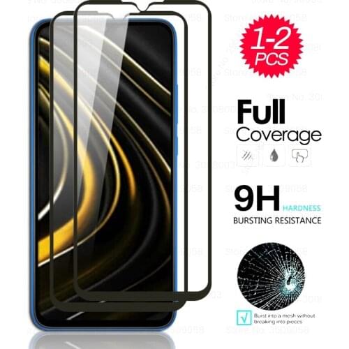 1-2 pcs full cover protective tempered glass for xiaomi poco m3 m 3 6.53'' global version screen protectors toughened glass film
