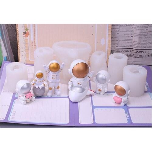 1PC Creative Astronaut Ornaments Silicone Molds Concrete Aromatherapy Gypsum Candle Mould DIY Making Crafts
