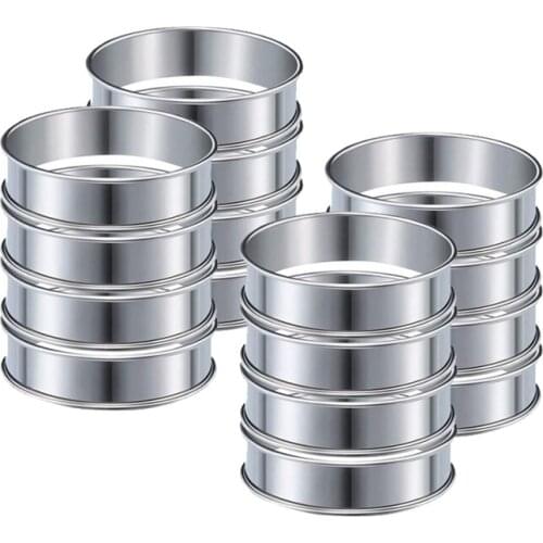 16 Pcs 4.1 Inch Muffin Tart Rings Double Tart Ring Stainless Steel Round Ring Mold for Home Cooking Baking Tools