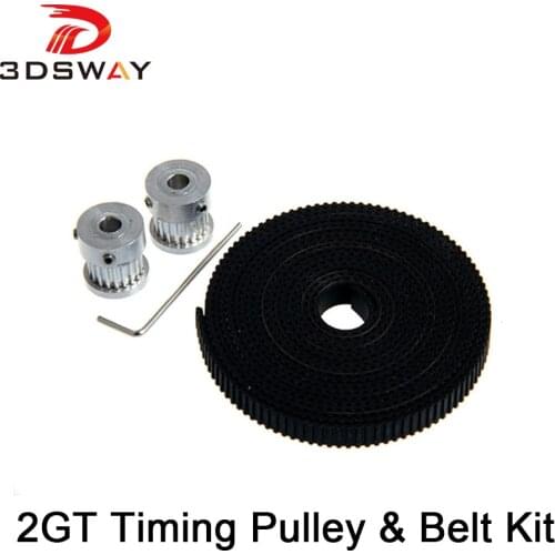 3DSWAY 3D Printer Accessories 2GT Timing Pulley 16 Tooth Bore 5mm Belt 6mm Kit GT2 Open Type Synchronous Belt with Hex Wrench