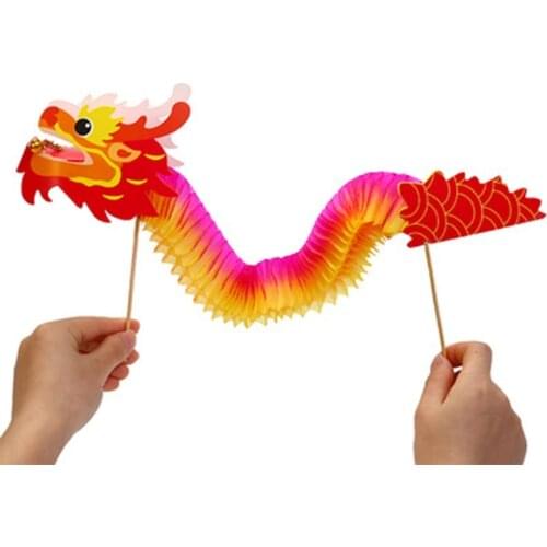 4pcs 3D Chinese New Year Dragon Garland Hanging Decoration Art Crafts for Spring Festival Party Ornaments