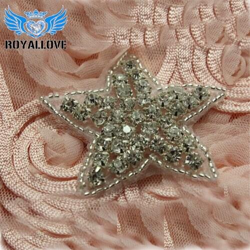 50pcs) Newly Silver Base Star Shape Crystal Rhinestone Appliques Patch Hot-Fix Beaded Applique Trim For Girl Hair Headbands DIY