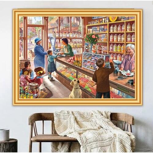 5D DIY Diamond Painting Candy Store Cross Stitch Kit Full Drill Embroidery Mosaic Art Picture of Rhinestones Home Decor Gift