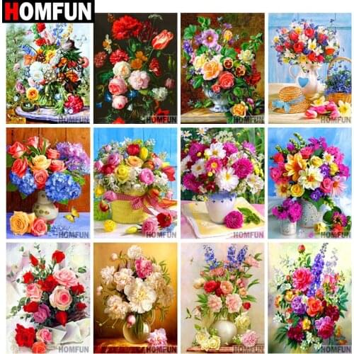 HOMFUN Diamond Painting Full Square/Round Drill 5D DIY "Colorful flowers" Daimond Embroidery Rhinestone Cross Stitch Home Decor