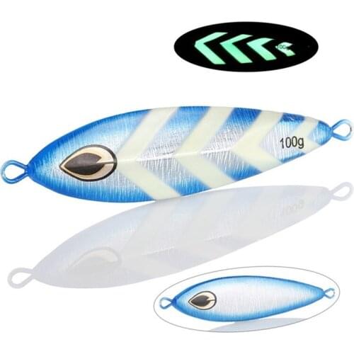 1pc Metal Spinner Jig Luminous Hard Bait 80g/100g/120g/150g Jigging lead Fishing Lure Laser Body Sea Fishing Tackle Without Hook