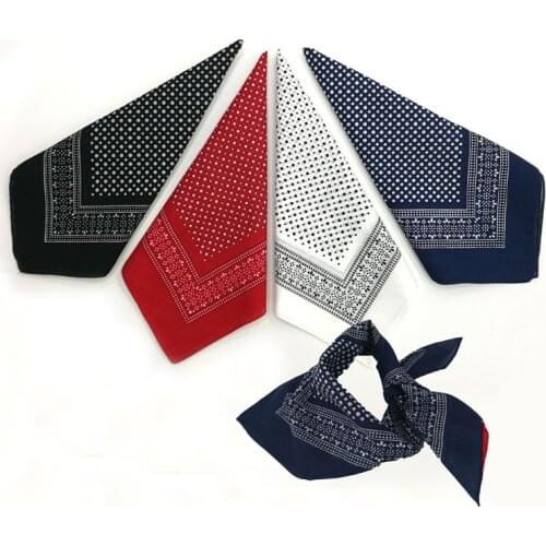 Bohemian Vintage Polka Dot Floral 50x50CM Unisex Cotton Sport Pocket Square Scarf Headband Bandana Hip-Hop Wristband Hair Wrap