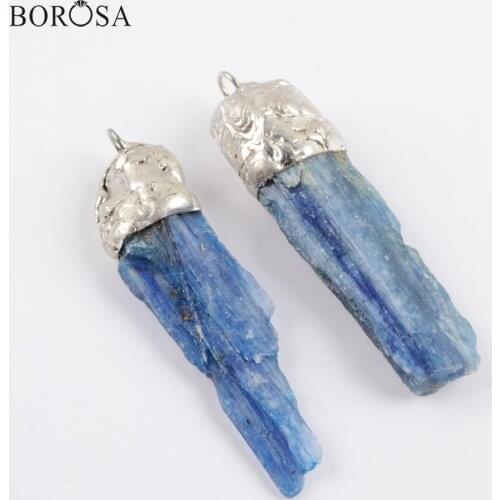 BOROSA Rough Natural Blue Kyanite Pendants Charms for Women Jewelry Making Freeform Druzy Quartz Point Pendant Wholesale WX1567