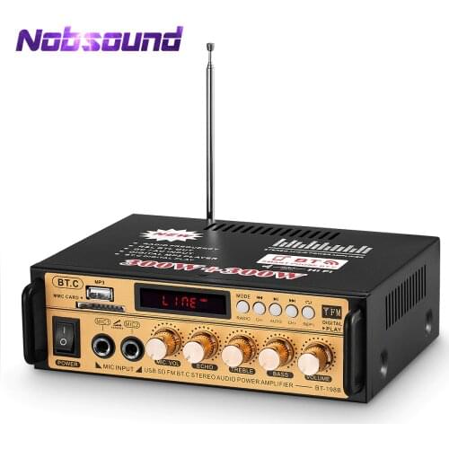 Nobsound Bluetooth Digital Amplifier Stereo Audio Receiver Home / Car / Marine Power Amp Lossless USB Music Player MIC SD Card