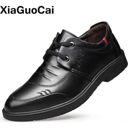 Spring Autumn Men Shoes Comfortable Luxury Business Leather Dress Shoes Solid Black Brown Non-slip Lace Up Men Casual Shoes 2021