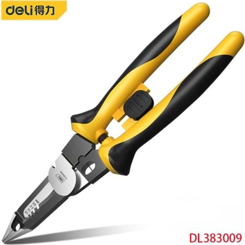 Deli Six-in-One Multifunctional Wire Stripper Wire Cutter Electric Wire Stripping Crimping Vise Electrician Pliers Pressure Line