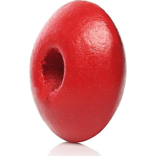 DoreenBeads Wood Spacer Beads Rondelle Abacus Red About 10.0mm( 3/8") Dia,Hole: Approx 3.4mm,500 PCs
