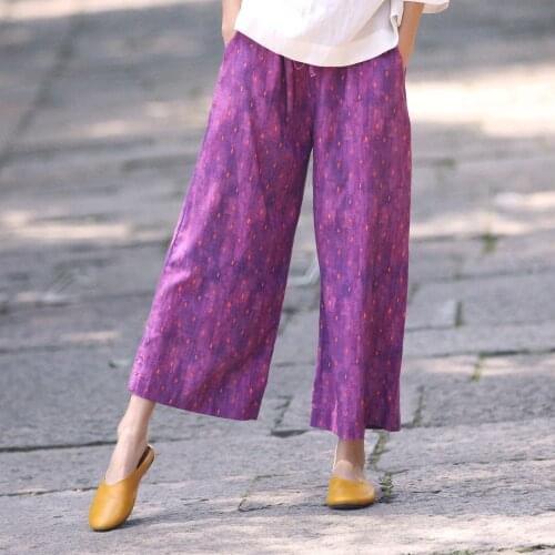 K701 Literature Cotton Suit-dress 2019 Leisure Time Nine Part Directly Cuffless Trousers Easy Wide Leg Pants h190417