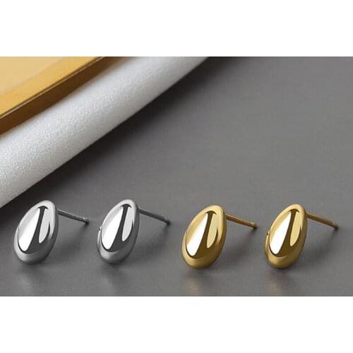 KOFSAC Trendy 925 Sterling Silver Earrings For Women Korean Style Simple Personality Fine Oval Earring Jewelry Female Party Gift