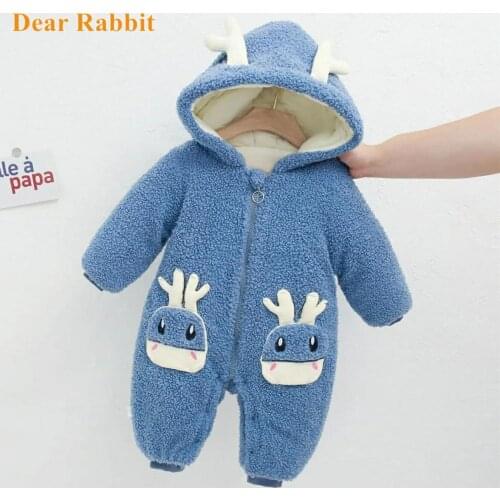 2021 Baby clothes Winter Snowsuit Plus Velvet Thick Boys warm Jumpsuit 0-2 Years Newborn Romper Baby Girls Overalls Toddler Coat