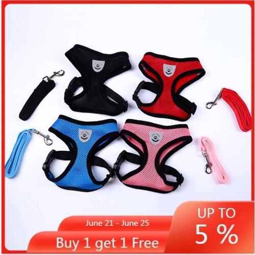 Small Dog Pet Harness and Leash Set Puppy Cat Vest Harness Collar for Small Medium Dogs Breathable Cute Safety Pet Chest Straps