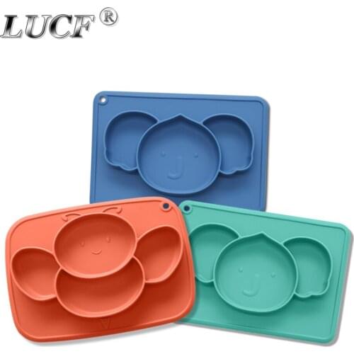 LUCF Food class Children silicone dining plate baby feeding dish lovely Cartoon Design Kids' fashion useful soft tableware set