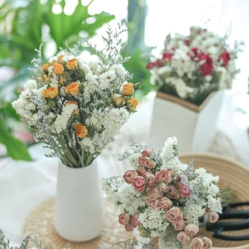 Best Newyear Desktop Home Office Wedding Decor Romance Bubble Preserved Dried Flower Bouquet Rose Forget-me-not Lover Grass Vase