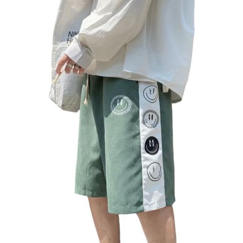 2021 Summer Korean Fashion Casual Hip-hop Mens Shorts Streetwear Basketball Smiley Graphic Print Shorts Mens Shorts Gym