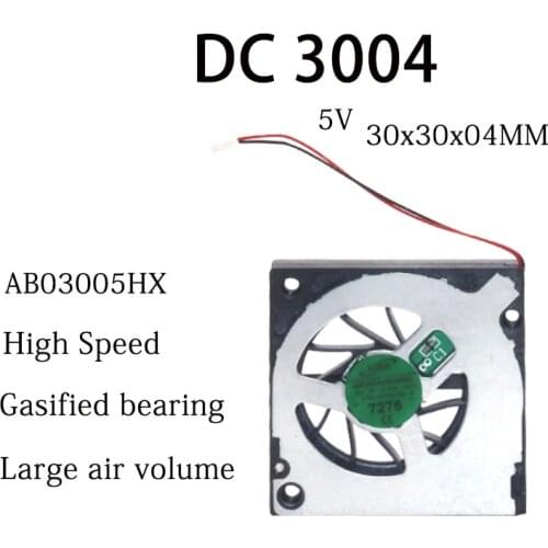 NEW DC 5V 30x30x4MM 3004 Laptop Cooling fan Gasified bearing High speed 9200RPM 0.07A Micro turbine blower with 2pin
