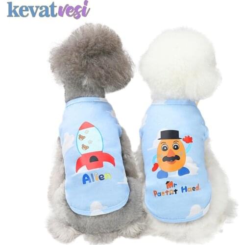 Dog Clothes Cute Dog Shirt Small Rocket Pattern Summer Dog Vest for Small Dogs Chihuahua French Bulldog Ropa Perro Dog Supplies