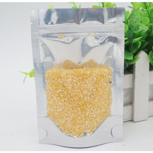 Stand translucent aluminium ziplock bag - Clear reclosable aluminum mylar plastic pouch zipper seal