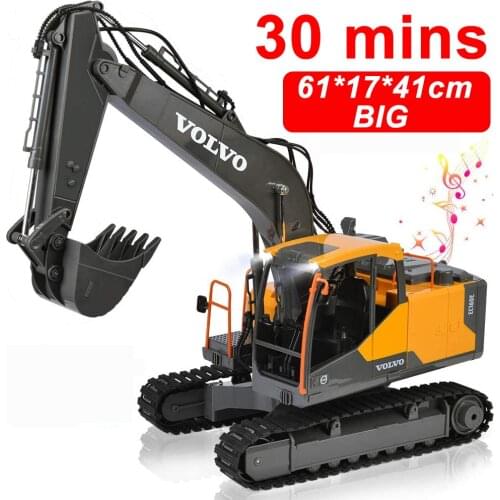 RC Excavator Construction Truck 17 Channel 1/16 Scale Digger 2.4Ghz Remote Control Excavator Toy with Light and Sound for Kids